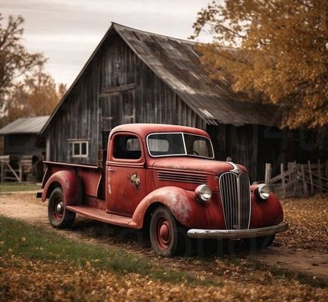 Scene Png, Old Red Truck, Woodland Animal Art, Barn Pictures, Automobile Advertising, Barn Painting, Truck Art, Old Barns, Fall Pictures