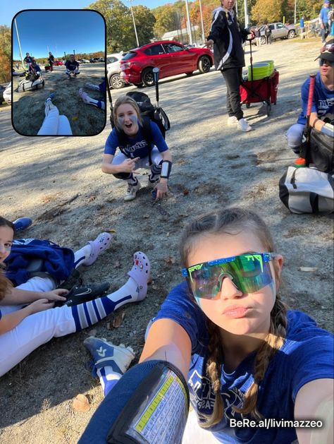 Softball Glasses, Softball And Volleyball, Soft Ball Aesthetic, Softball Pfp, Softball Practice Fits, Softball Astethic, Softball Field, Preppy Softball, Be Real Aesthetic