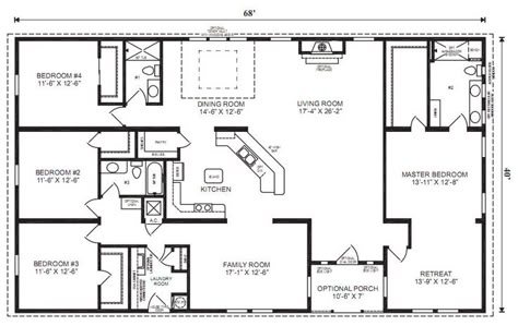 4 Bedroom 3 Bath Ranch Plan Google Image Result For House Plans | Remodeling Homes Ideas | remodelhomesideas.com Ranch House Floor Plans, Mind Dump, Modular Home Floor Plans, Basement House Plans, Apartment Checklist, House Plans One Story, 4 Bedroom House Plans, Floor Plan 4 Bedroom, Bedroom Floor Plans