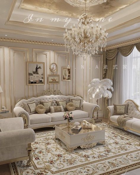 Fancy Living Rooms, Stylish Living Room Furniture, Luxury Sofa Living Room, French Living Rooms, House Interior Design Styles, Latest Living Room Designs, Home Hall Design, Luxury House Interior Design, Living Room Sofa Design