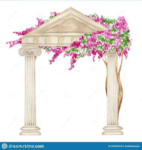 Arch Column, Corinthian Order, Bday Decoration, Ionic Order, Greek Flowers, Monument Park, Bright Pink Flowers, Wedding Card Design Indian, Arch Designs