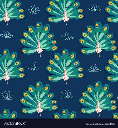 Floral Peacock, Peacock Wallpaper, Wallpaper Home Decor, Peacock Pattern, Peacock Print, Paper Fabric, Damask Pattern, Simple Art, Vector Pattern