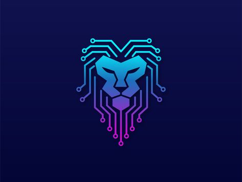 Lion Tech - Lion Head Technology Logo by Agny Hasya Studio Hi Tech Logo, Colourful Logo, Technology Design Graphic, Graphic Technology, Information Technology Logo, Pet Logo, Instructional Technology, Tech Art, Lion Logo