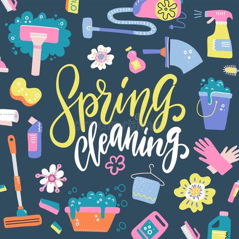 Spring Cleaning Poster, Spring Cleaning Quotes, Cleaning Icons, Spring Break Kids, Free Printable Planner Stickers, Carpet Cleaning Hacks, Spring Cleaning Hacks, Cleaning Logo, Hand Drawn Vector Illustrations