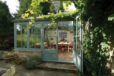 Sunroom Layout, Cottage House Interior, Orangery Extension, Garden Room Extensions, Paint Color Ideas, Home Greenhouse, Exterior Paint Color, Backyard Sheds, Garden Studio