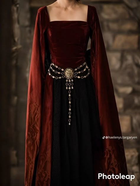 Game Of Thrones Outfits, Red And Black Dress, Gra O Tron, Old Fashion Dresses, Fantasy Dresses, Royal Dresses, House Of The Dragon, Fantasy Gowns, Medieval Dress