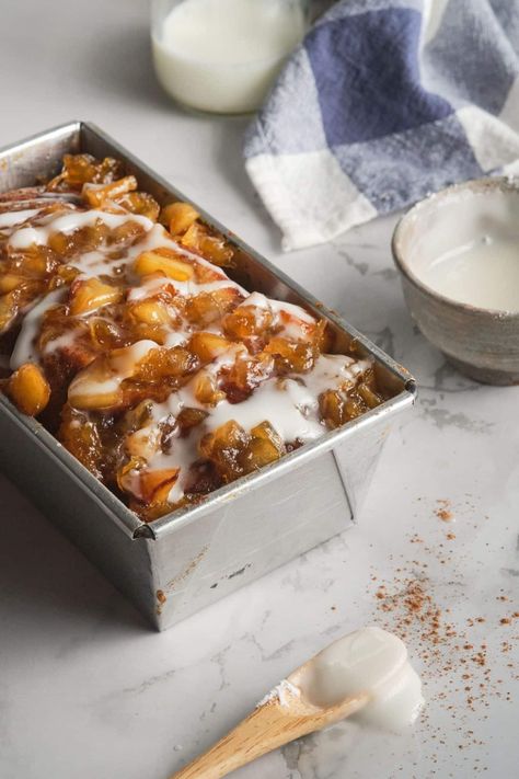 Famous Apple Fritter Bread - Happy Homeschool Nest Apple Fritter Focaccia, Easy Apple Fritter Bread, Bread Machine Apple Fritter Bread, I Am Baker Apple Fritter Bread, Apple Fritter Bread Broma Bakery, Country Apple Fritter Bread, Confectioners Sugar Glaze, Michael Simon, Apple Fritter Bread