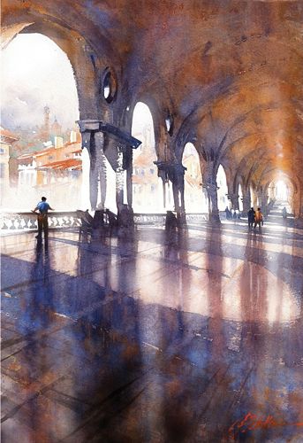 Thomas W Schaller, Thomas Schaller, Watercolor Architecture, Walking In The Rain, 수채화 그림, Watercolor Inspiration, Mail Art, Art Watercolor, In The Rain