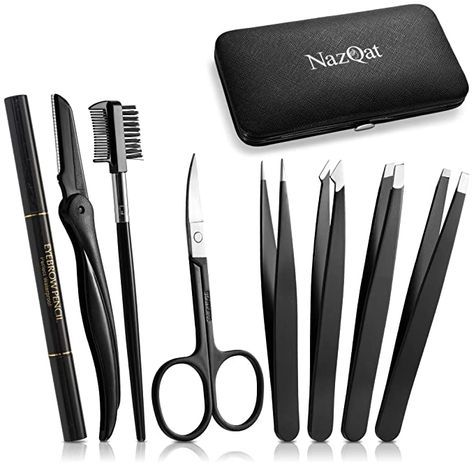 Amazon.com: Eyebrow Kit, 8in1, Multipurpose Eyebrow Tweezers Kit, Eyebrow Shaping, Grooming and Trimming Kit, Includes Razor, Pencil, Scissors and Brush with Comb : Beauty & Personal Care Eyebrow Scissors, Eyebrow Kit, Brush And Comb, Eyebrow Shaper, Guys Eyebrows, Eyebrow Grooming, Eyebrow Razor, Eyebrow Kits, Eyebrow Trimmer