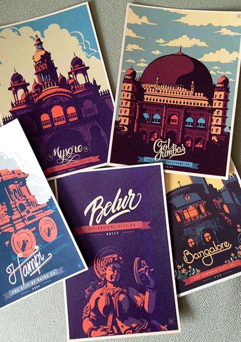 CYNN-This postcards serie was designed by Ranganath Krishnamani. Each postcard shows an illustration of a building or a statue; what unify the series even more are the colours, the retro aspect and the display typography. Postcard Inspiration, Postcard Design Inspiration, Postcards Inspiration, Travel Postcard, Postcard Design, Design Sponge, Travel Design, Adobe Indesign, Post Cards