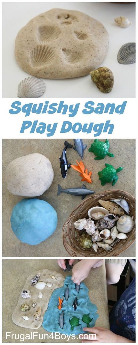 How to Make Squishy Sand Play Dough - Awesome for beach pretend play, making prints with shells, etc. Homemade Sand, Sand Play Dough, Dough Ideas, Toddler Beach, Playdough Activities, Playdough Kits, Playdough Recipe, Sand Play, Invitation To Play