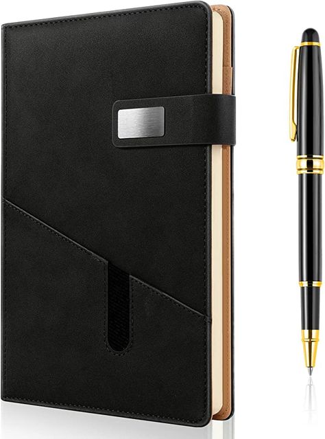 Amazon.com : A5 Lined Leather Journal with Pen, 240 Pages Refillable Hardcover Notebook with Pocket and Magnetic Buckle, 80gsm Thick Daily Diary for Men and Women, Great Gift for Business School Travel Personal - Black : Office Products Journals For Men, Journaling For Men, Office Gifts For Men, Men Journal, Black Diary, Practical Gifts For Men, Jennifer Bell, Planners For Men, Stationary Brand