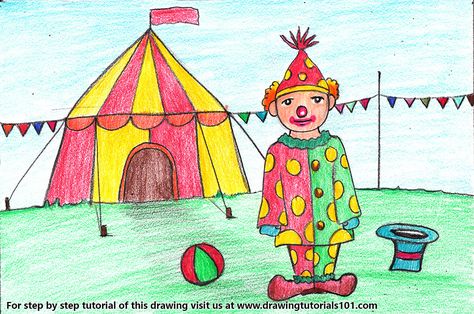 Kids Drawing Easy, Circus Drawing, Basic Drawing For Kids, Wellness Art, Village Scenery, Kid Drawing, Joker Drawings, Spongebob Painting, Drawing Competition