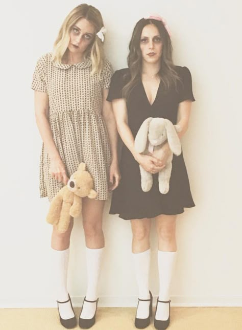 Be a dead doll for Halloween Creepy Doll Halloween Costume, Creepy Doll Costume, Creepy Doll Halloween, 2015 Halloween Costumes, Best Celebrity Halloween Costumes, Creepy Costumes, Celebrity Costumes, Dainty Dress, Best Friend Halloween Costumes