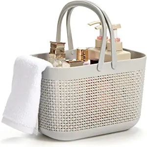 Amazon.com: FANWU Shower Caddy Basket Tote for College Dorm Room Essentials, Plastic Storage Basket with Handles Portable Organizer bins for Kitchen Bathroom Bedroom Toiletry Laundry Garden Pool Beach (Grey) : Home & Kitchen Shower Catty College, Unc Dorm, Dorm Essentials List, Bama Dorm, Shower Caddy College, Laundry Garden, Dorm Closet Organization, College Wishlist, Dorm Room Organization Storage