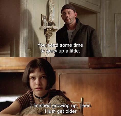 Leon The Professional Quotes, Good Movie Quotes, Matilda And Leon Art, Leon Movie Aesthetic, Leon The Professional Screencaps, Mathilda From Leon The Professional, Leon The Professional Cinematography, Leon The Professional Poster, 42 Movie