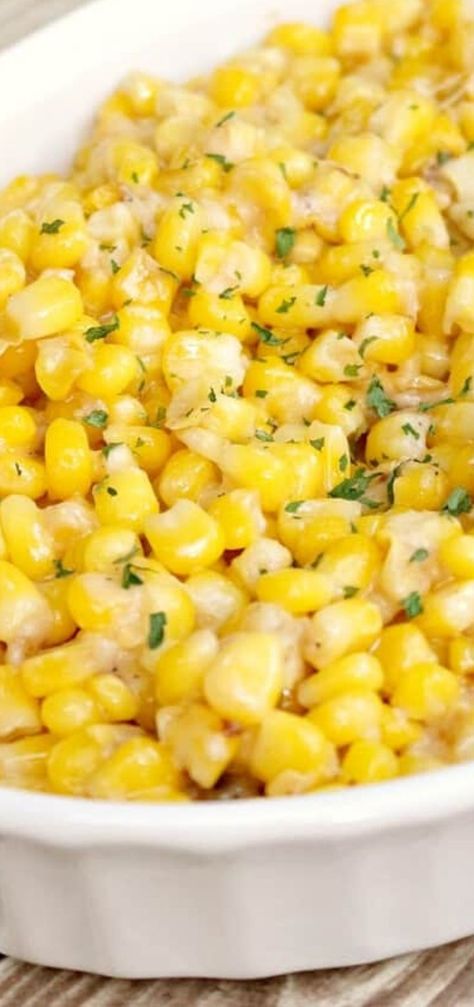 Make the easiest corn side dish ever! 5 ingredients and a simple recipe will have your dinner complete! Make this for a weeknight meal or for a fancier holiday dinner like Easter Dinner.  It is healthy, so tasty and very easy to make. #corn #cornrecipes #sidedish Thanksgiving Corn Recipes, Thanksgiving Side Dishes Crockpot, Thanksgiving Corn, Easy Thanksgiving Sides, Corn Side, Side Dishes For Ham, Corn Side Dish, Best Thanksgiving Side Dishes, Christmas Side Dishes