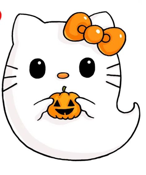 Hello Kitty Ghost, Tatuaje Hello Kitty, Cute Halloween Drawings, Moldes Halloween, Hello Kitty Pumpkin, Carte Halloween, Charmmy Kitty, Kitty Drawing, Hello Kitty Cartoon