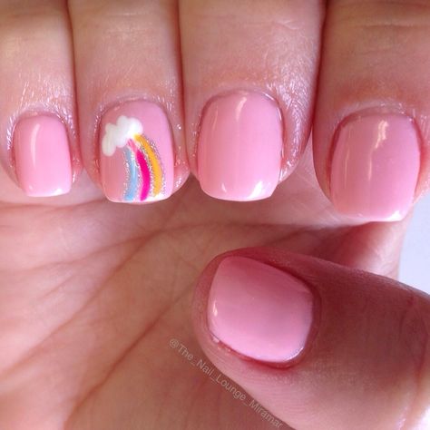 Rainbow nail art design Mommy Daughter Nail Ideas, Kids Nail Designs Simple Cute, Kids Nails Cute Simple Gel, Nails For Little Kids Polish, Kids Spring Nails, Nail Ideas For Little Kids, Kids Rainbow Nails, Kid Nail Designs Cute, Children Nails Designs For Kids