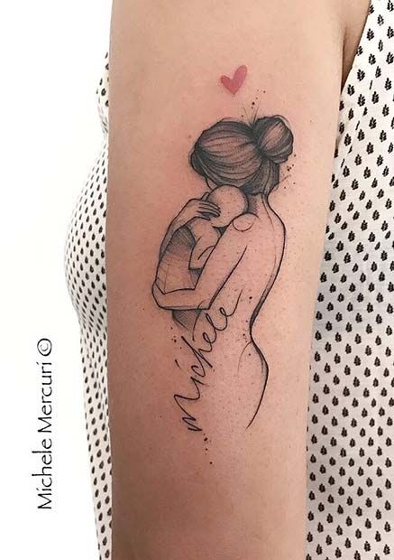 Mother Holding Baby Tattoo, Mom Baby Tattoo, Mother And Baby Tattoo, Mother Holding Baby, Baby Footprint Tattoo, Tattoos For Moms, Mother Son Tattoos, Baby Tattoo Designs