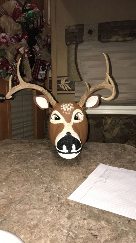 Deer Pumpkin Carving, Deer Pumpkin, Pumpkin Contest, Buck Deer, Fall Fest, A Deer, Pumpkin Crafts, Pumpkin Decorating, A Pumpkin