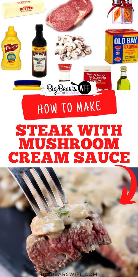 Mushroom Steak Sauce, Steak Cream Sauce, Mushroom Steak, How To Make Steak, Southern Comfort Food Recipes, Mushroom Cream Sauce, Mushroom Cream Sauces, Cream Sauce Recipes, Eating Low Carb