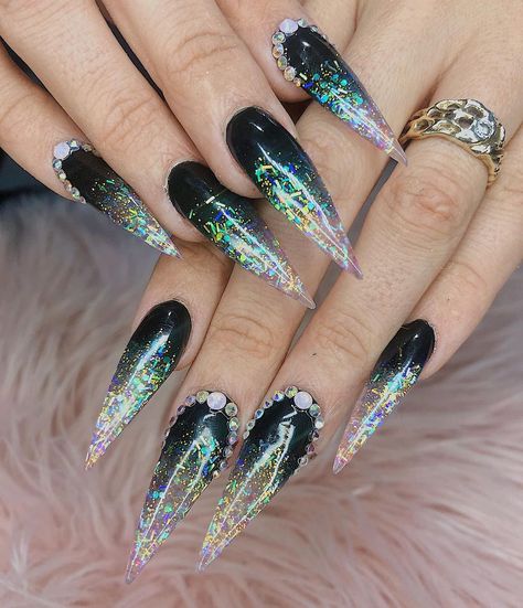 Edgy New Years Nails, Clear Stiletto Nails, Cute And Easy Nails, Ballerina Acrylic Nails, Glass Nails Art, Witchy Nails, Nails Art Designs, January Nails, Magic Nails