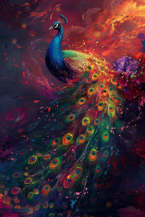 Abstract Peacock Painting, Birds Photography Nature, Peacock Images, Peacock Wallpaper, Wild Animal Wallpaper, Timber Kitchen, Peacock Pictures, Modern Art Canvas Painting, Peacock Wall Art