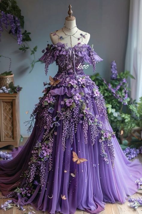 Wisteria Costume, Garden Of Time Dress, Purple Fairy Dress, Wisteria Dress, Fairy Ball Gown, Purple Flower Dress, Fairy Gown, Fairytale Fashion, Estilo Real