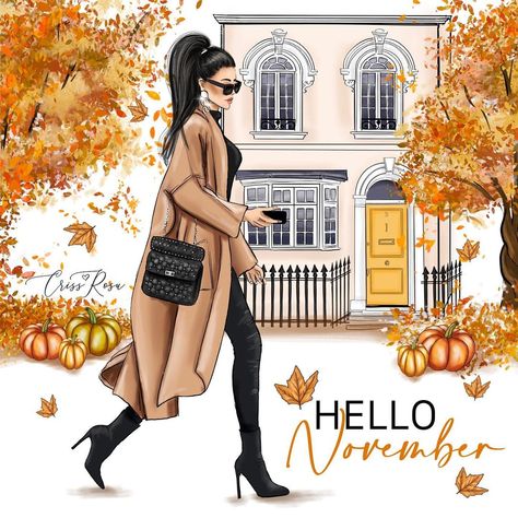 🧡🍂🍁Hello November 🧡🍂🍁 #fall #fallvibes #illustration #illustrationartists #november #bossbabe #girlboss #boutique #fallaesthetic… Hello November Images, Hello November Quotes, Word Hacks, Gifs Instagram, Heather Stillufsen, Seasonal Changes, Clydesdale Horses, Designer Woman, Hello November