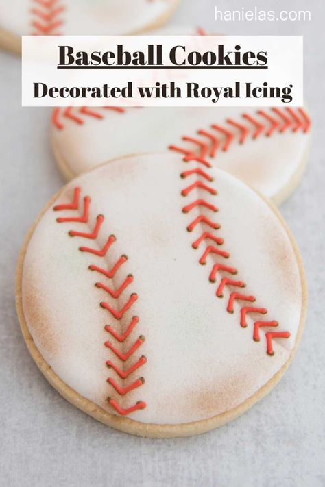 Baseball Cookies Decorated, Recipe Peanut Butter Cookies, Softball Cookies, Bow Tie Cookies, Royal Icing Cookies Recipe, Cookies Decorated With Royal Icing, Baseball Cookies, Cookie Decorating Icing, Cookie Icing Recipe