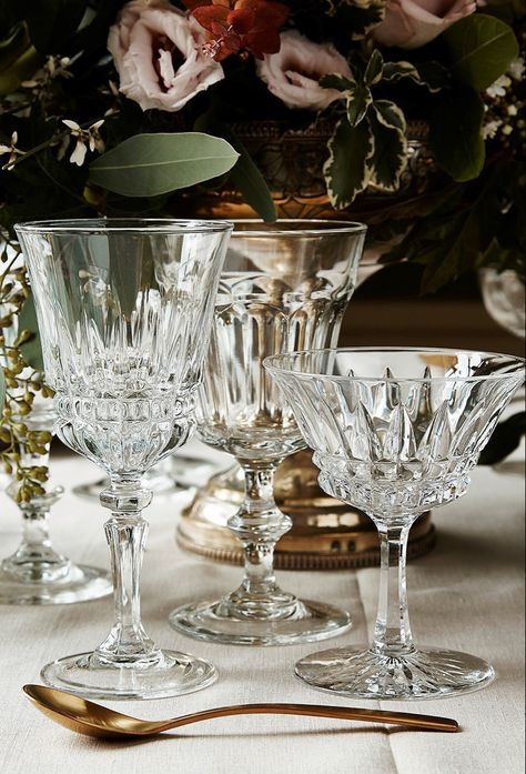 Raindrops And Roses, Crystal Goblets, Vintage Tableware, Crystal Glassware, Crystal Wedding, Vintage Glassware, Beautiful Table, Decoration Table, The Table