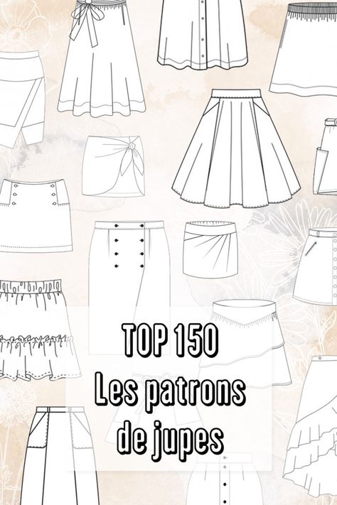 TOP 150 / PATRONS DE JUPES - Atelier Svila Korean Outfits Winter, Sewing Scarves, Small Cardigan, Upcycle Sewing, Fashion Design Patterns, Printed Jacket, Easy Sewing Patterns, Couture Tops, Diy Couture