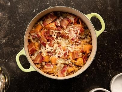 Baked Farro and Butternut Squash Recipe | Ina Garten | Food Network Butternut Squash Ina Garten, Farro Dishes, Farro And Butternut Squash, Baked Farro, Hot Pretzels, Clean Dinner, Clean Dinner Recipes, Butternut Squash Recipe, Ina Garten Recipes