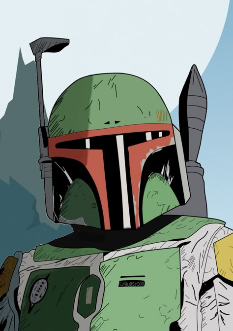 Star Wars Digital Art, Boba Fett Drawing, Boba Drawing, Cute Drawing Ideas Easy, Boba Fett Wallpaper, Boba Fett Art, Mandalorian Poster, Bobba Fett, Cute Drawing Ideas