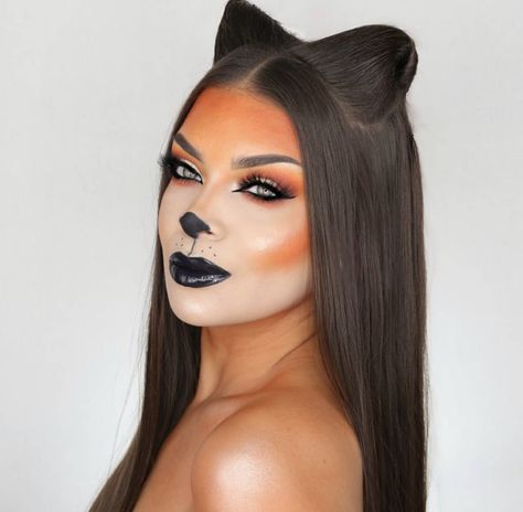 Simple Fox Makeup Halloween, Fox Makeup Looks Halloween, Easy Fox Makeup Halloween, Fox Face Makeup, Fox Makeup Look, Orange Halloween Makeup, Fox Costume Makeup, Fox Halloween Makeup, Fox Makeup Halloween