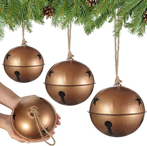 Amazon.com: Tandefio Giant Christmas Vintage Bells Christmas Tree Ornaments Set of 5.5" 4.7" 4" H Decorative Bells with Jute Hanging Rope for Christmas Door Knob Home Garden Decor DIY Craft (Gold) : Home & Kitchen Bells Christmas Tree, Craft Bells, Jute Hanging, Bells Christmas, Garden Decor Diy, Bell Decorations, Large Christmas Tree, Christmas Tree Wreath, Home Garden Decor