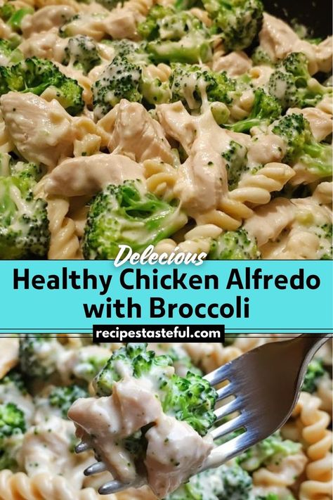 A lightened version of the classic Chicken Alfredo, featuring tender chicken, vibrant broccoli, and a creamy, flavorful sauce made with healthier ingredients. Perfect for a satisfying, guilt-free meal. Easy Chicken Broccoli Alfredo, Chicken Alfredo With Broccoli, Alfredo With Broccoli, Healthy Alfredo Sauce, Healthy Chicken Alfredo, Chicken Broccoli Alfredo, Broccoli Alfredo, Festive Appetizers, Christmas Recipes Easy