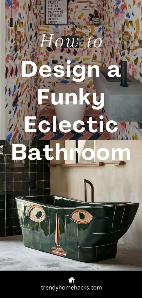 The funky eclectic style is perfect for those who wish to make a statement in their homes, especially in a space as personal and frequently used as the bathroom.

This post will equip you with the knowledge, tips, and inspiration you need to transform your bathroom into a funky, eclectic retreat.

Head over to the blog to read the full article! Cool Guest Bathroom Ideas, Quirky Small Bathrooms, Bold Bathroom Design, Funky Downstairs Toilet Ideas, Small Funky Bathroom Ideas, Eclectic Bathrooms, Whimsical Bathroom Ideas, Bold Bathroom Ideas, Small Colorful Bathroom