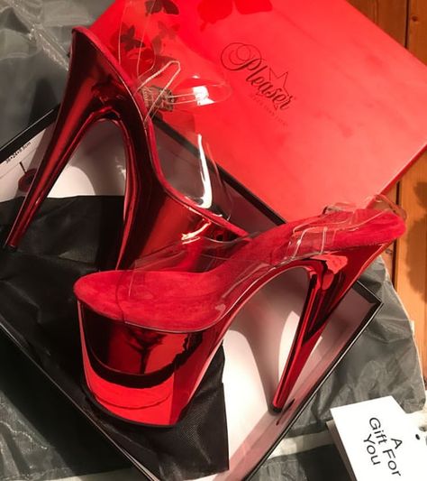 Red Pleaser Heels, Pleasers Heels, Pole Shoes, Dream Face, Aesthetic Wear, Heel Platforms, Angelcore Aesthetic, Exotic Shoes, Dancer Lifestyle