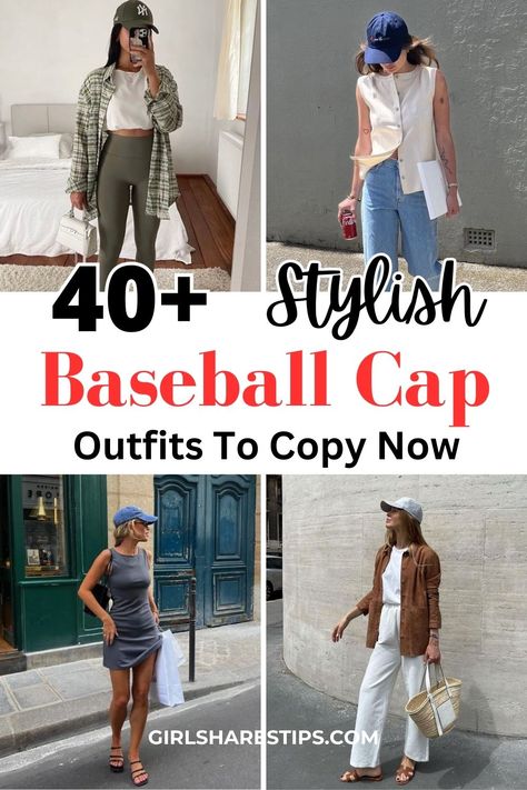 Baseball Hat And Dress Outfit, Tan Baseball Hat Outfit, White Baseball Hat Outfit, Green Baseball Hat Outfit, Cute Outfits With Baseball Caps, Baseball Hat Outfit Men, Black Baseball Cap Outfit, Black Baseball Hat Outfit, Cute Baseball Hat Outfits