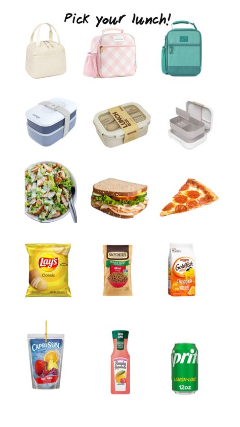 Pick One Item From Each Row Pick One From Each Row, Make Your Own Lunch, Homemade School Lunches, School Emergency Kit, Delicious Snacks Recipes, Lunch Meal Prep, Pack Lunch, Emergency Kit, School Lunch