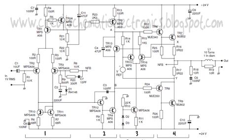 Power Amplifier Class-A circuit - Electronic Circuit Amplificatori Audio, Solar Tracker, Power Supply Circuit, Hobby Electronics, Subwoofer Amplifier, Electronic Schematics, Tube Amplifier, Electrical Wiring Diagram, Electronic Circuit