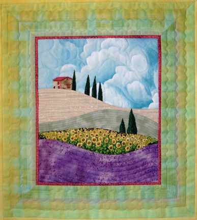 Landscape quilt Mediterranean Landscape, Landscape Art Quilts, Landscape Quilt, Hanging Quilts, Fabric Postcards, Landscape Quilts, Miniature Quilts, Picture Quilts, Applique Quilting