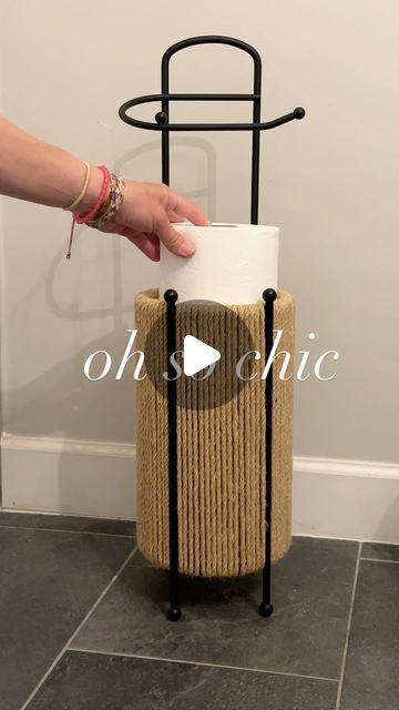 Dollar Tree Toilet Paper Holder Diy, Toilet Paper Holder Ideas, Diy Toilet Paper Holder, Best Toilet Paper, Eclectic Wallpaper, Rope Decor, Rope Projects, Paper Stand, Diy Toilet