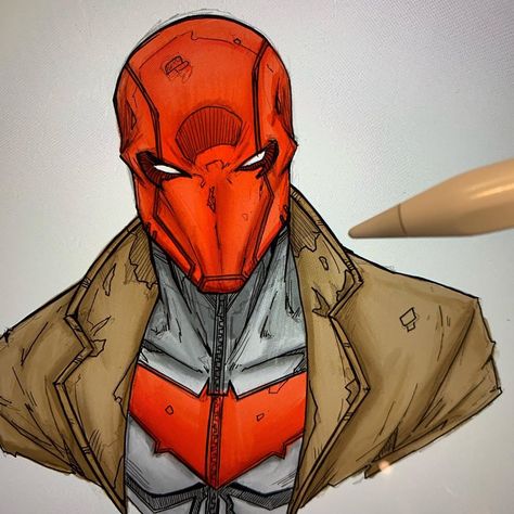 Red Hood Drawing Sketches, Red Hood Sketch, Red Hood Drawing, Jason Todd Comic, Dc Drawings, Batman Art Drawing, Red Hood Jason Todd, Animation Anime, Draw Doodle