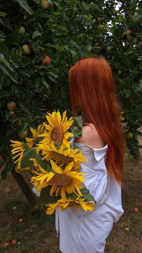 Sunflowers, redheaded girl, red hair, girl, flower girl, sunflower girl, nature, aesthetics Nature Girl Aesthetic, Red Hair Girl, Sunflower Girl, Nature Aesthetics, Natural Red Hair, Ginger Women, Red Hair Woman, Hippie Hair, Girls Natural Hairstyles