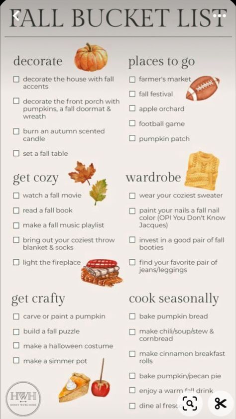 Thanksgiving Bucket List, Fall Nail Colors Opi, Fall Bucket List Printable, Visiting Teaching Handouts, Fall Doormat, Fall Blanket, Fall Music, Fall Mood Board, Fall Bucket List