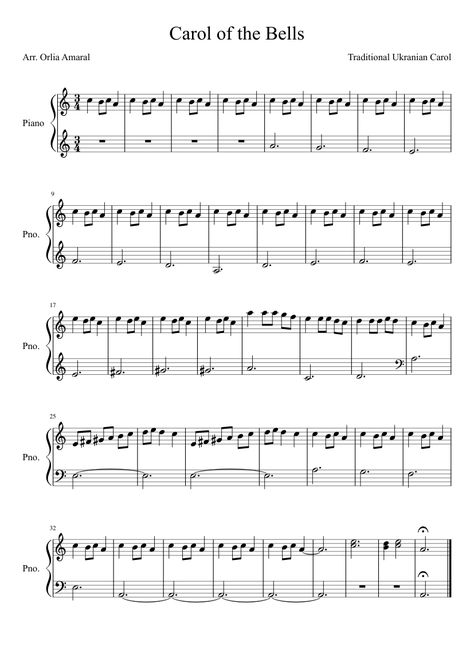 Easy Harp Sheet Music, Easy Notes For Piano, Carol Of The Bells Sheet Music, Carol Of The Bells Piano Easy, Carol Of The Bells Piano, Pop Piano Sheet Music, Easy Violin Sheet Music, Christmas Piano Sheet Music, Popular Piano Sheet Music