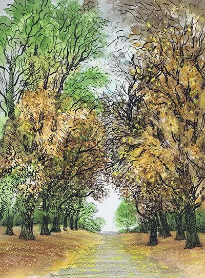 David Gentleman on his year drawing London - gallery | Books | The Guardian David Gentleman, Regents Park, Urban Sketch, London Park, Colourful Art, C S Lewis, Gardens Flowers, The Theatre, West London